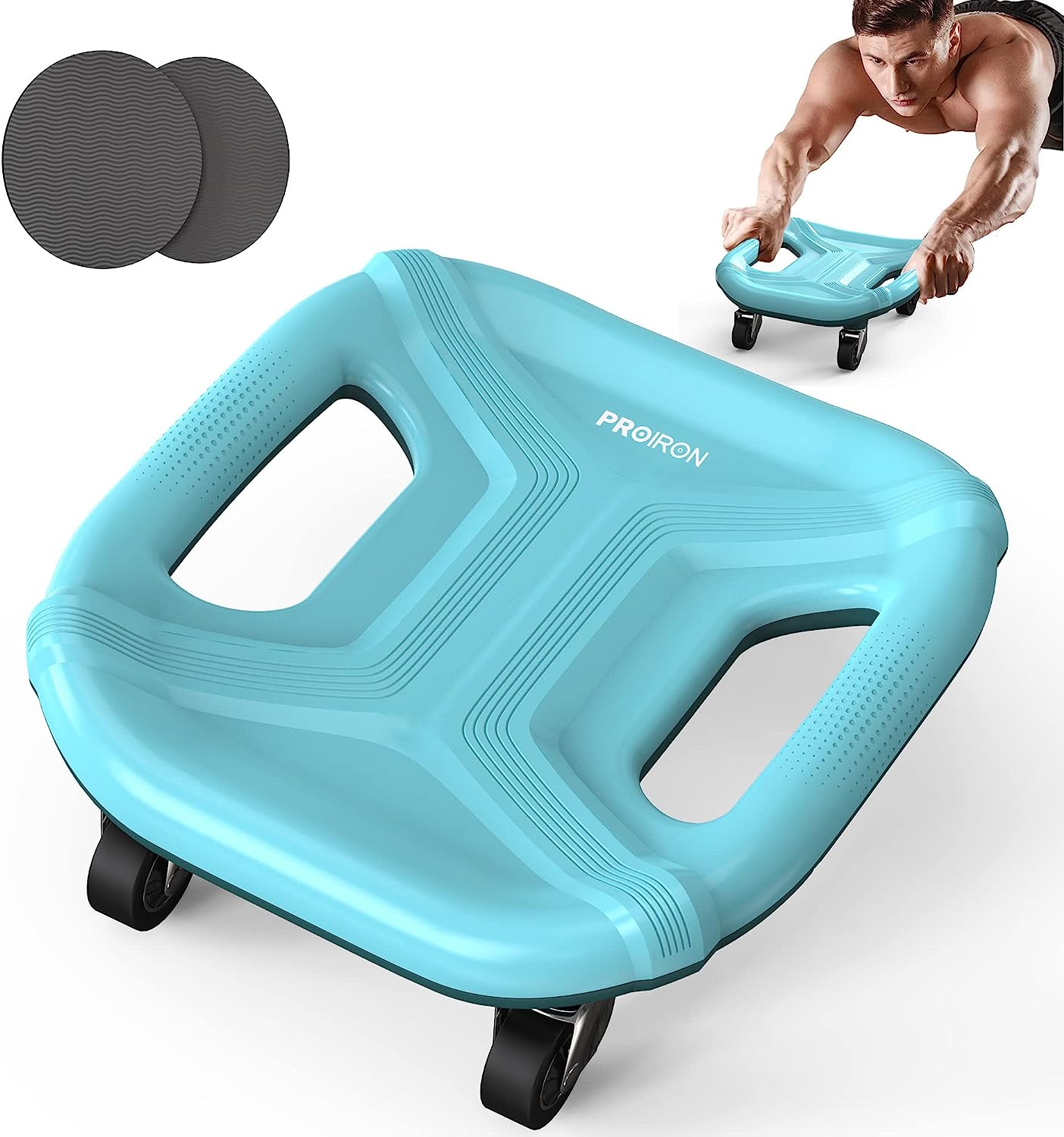 360° Ab Roller with 4 wheels and 2 knee mats