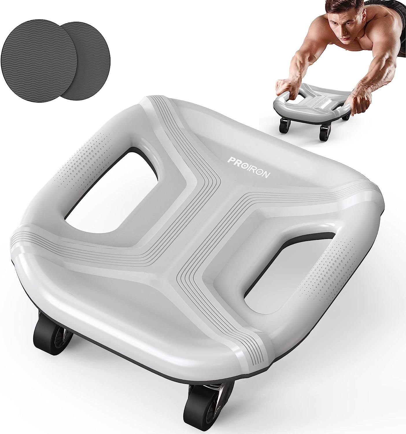 360° Ab Roller with 4 wheels and 2 knee mats