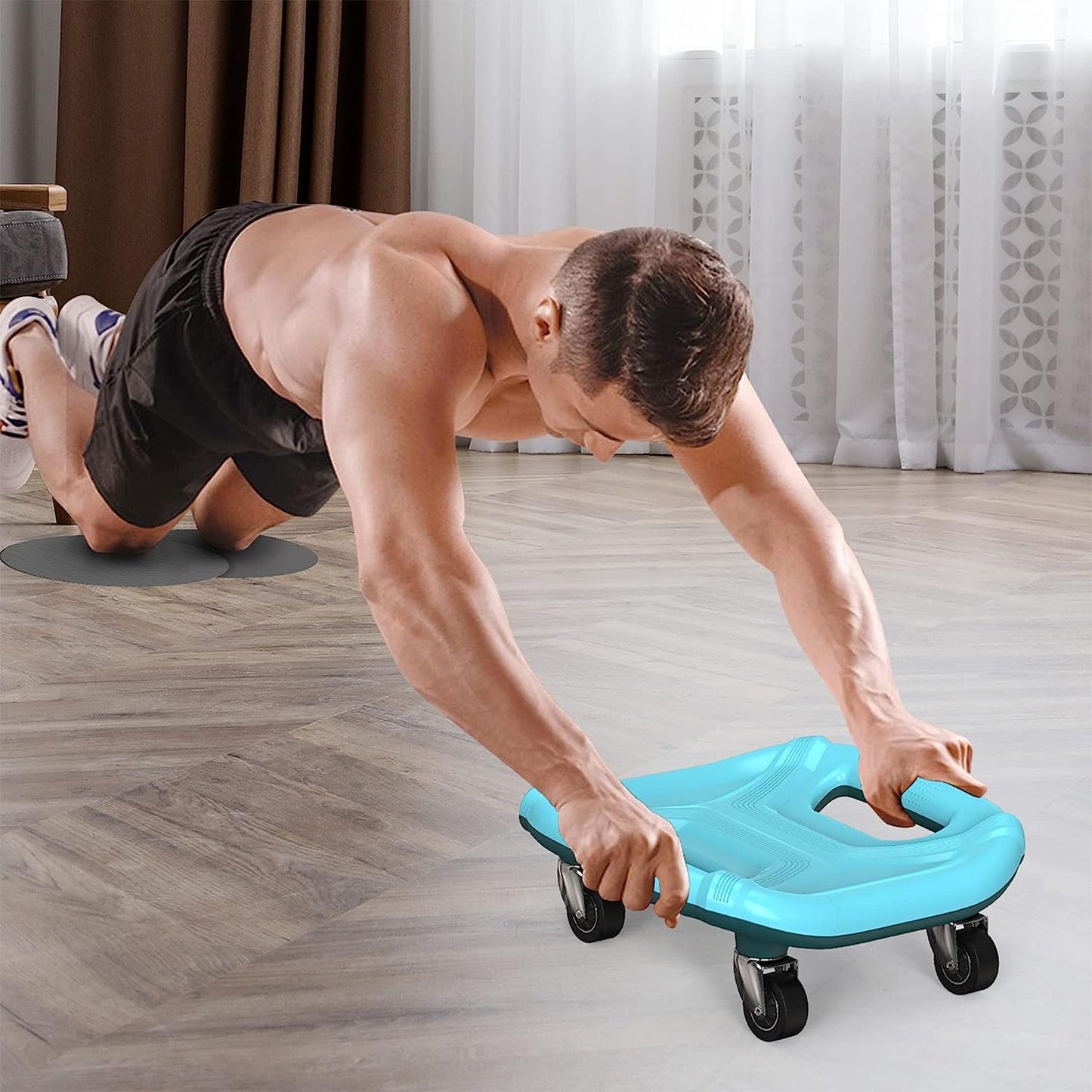 360° Ab Roller with 4 wheels and 2 knee mats