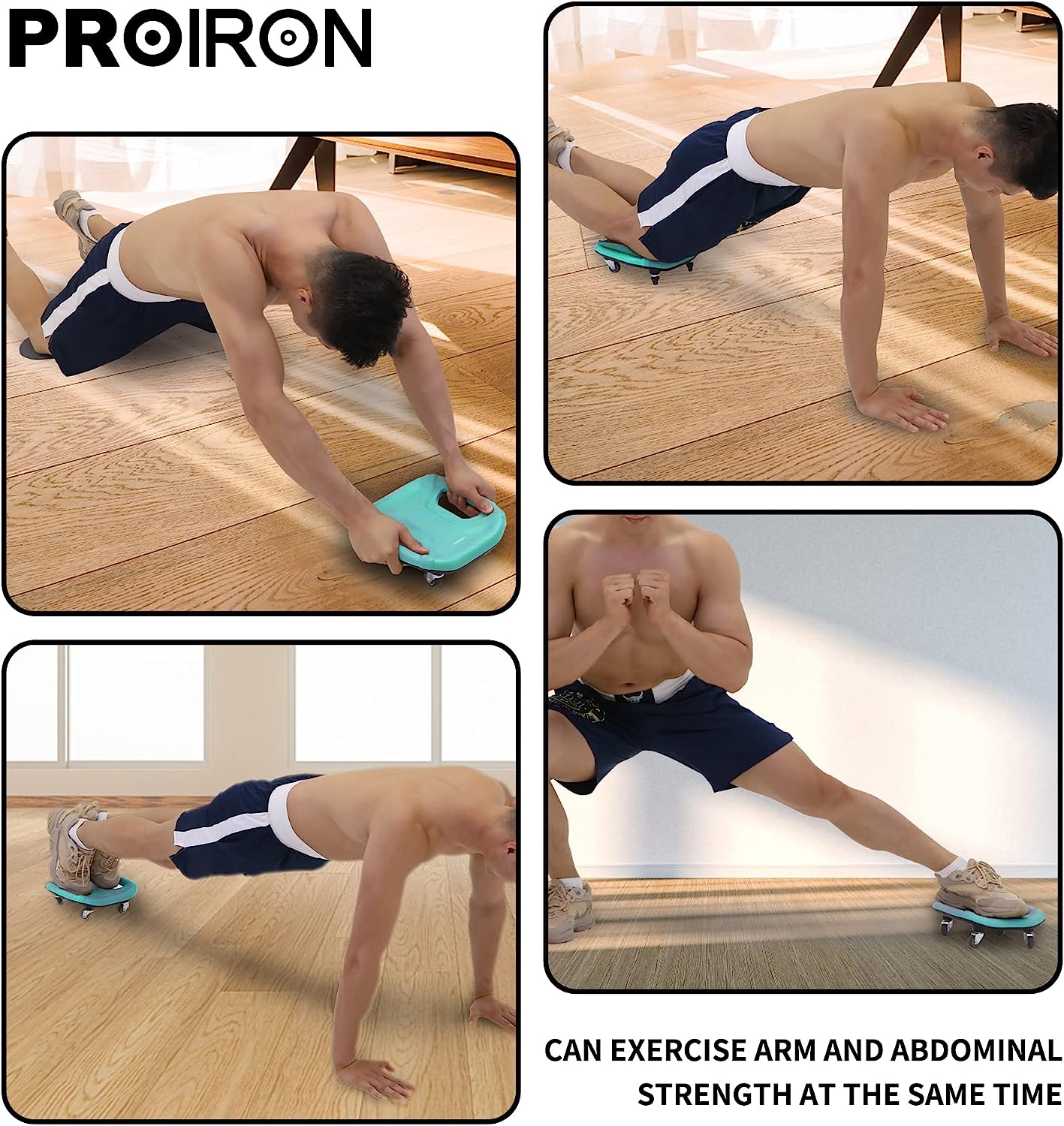 360° Ab Roller with 4 wheels and 2 knee mats