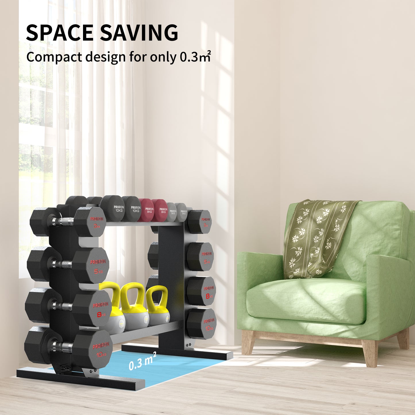 Dumbbell Storage Rack - Steel Rack for Dumbbell and Kettlebell