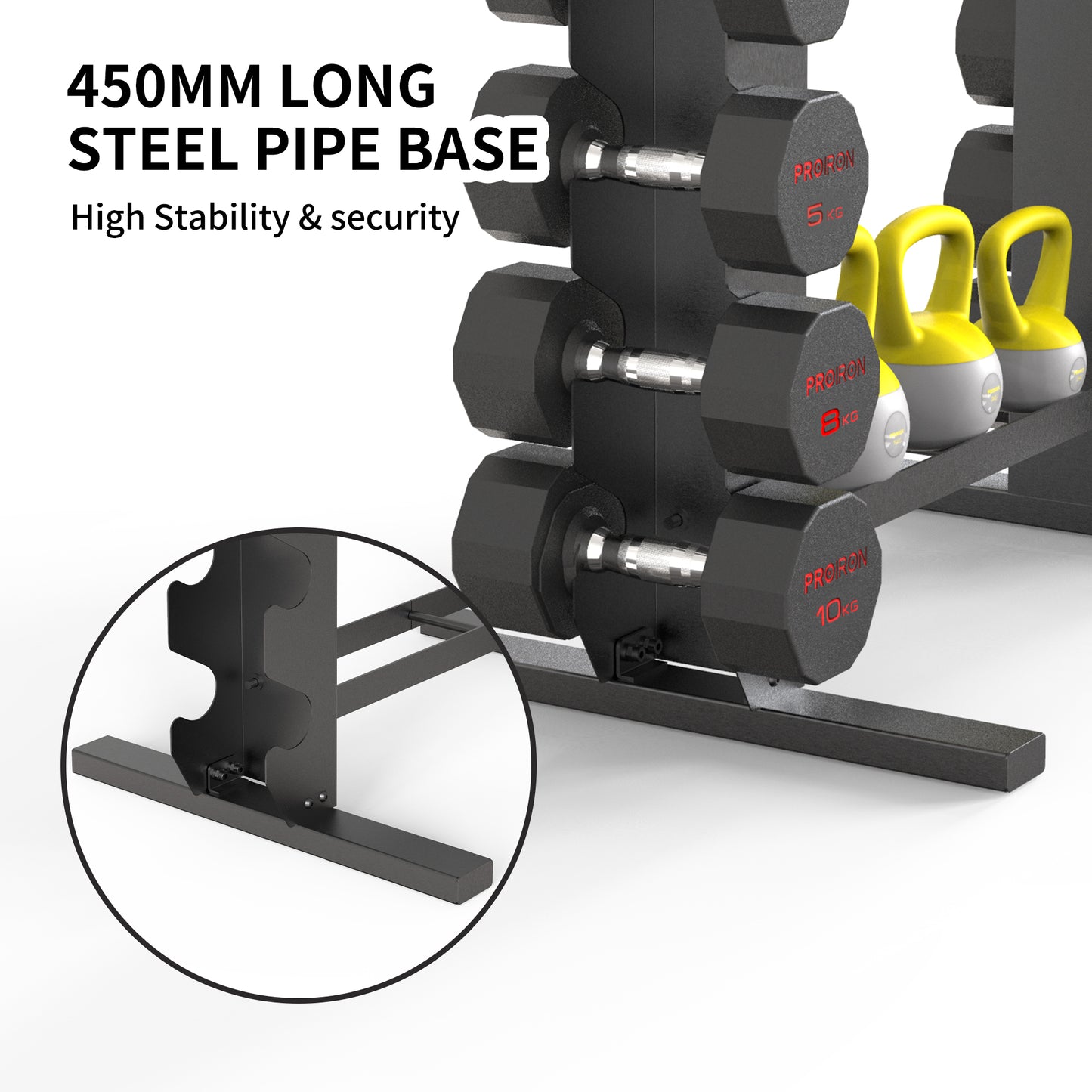Dumbbell Storage Rack - Steel Rack for Dumbbell and Kettlebell