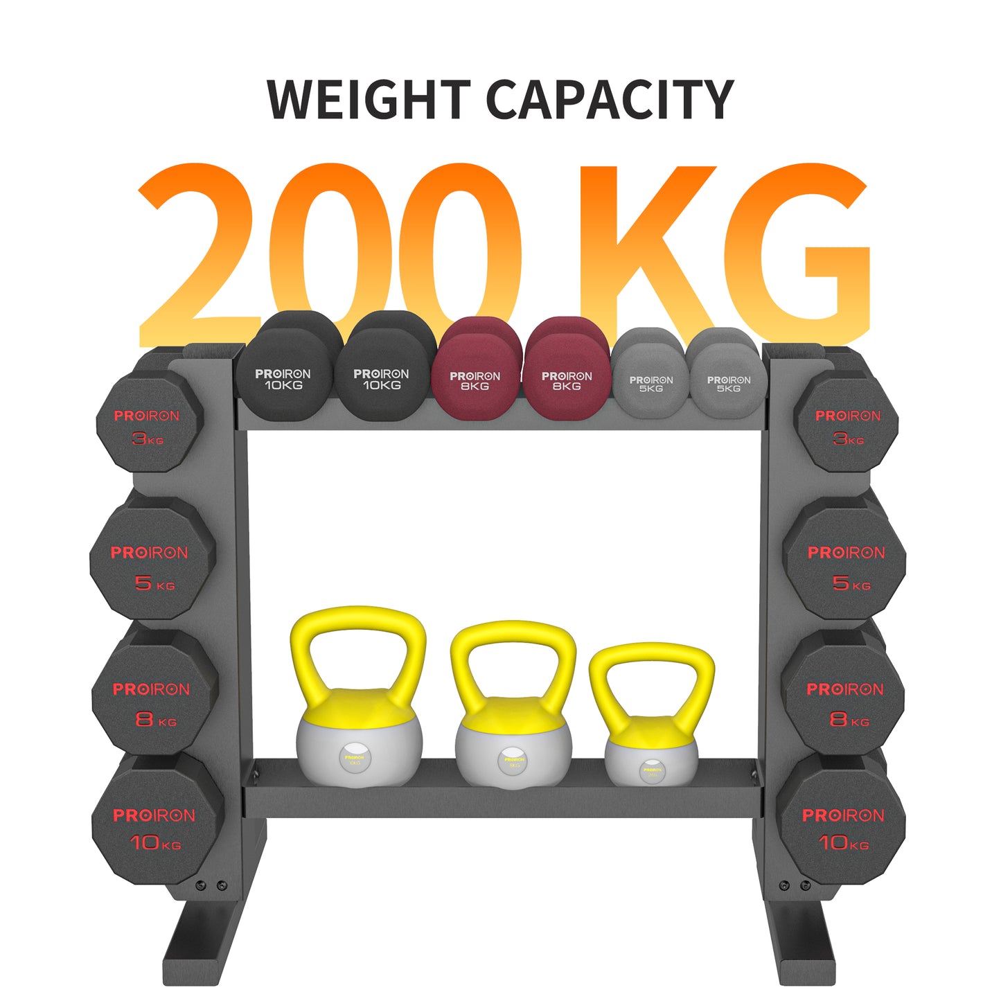 Dumbbell Storage Rack - Steel Rack for Dumbbell and Kettlebell