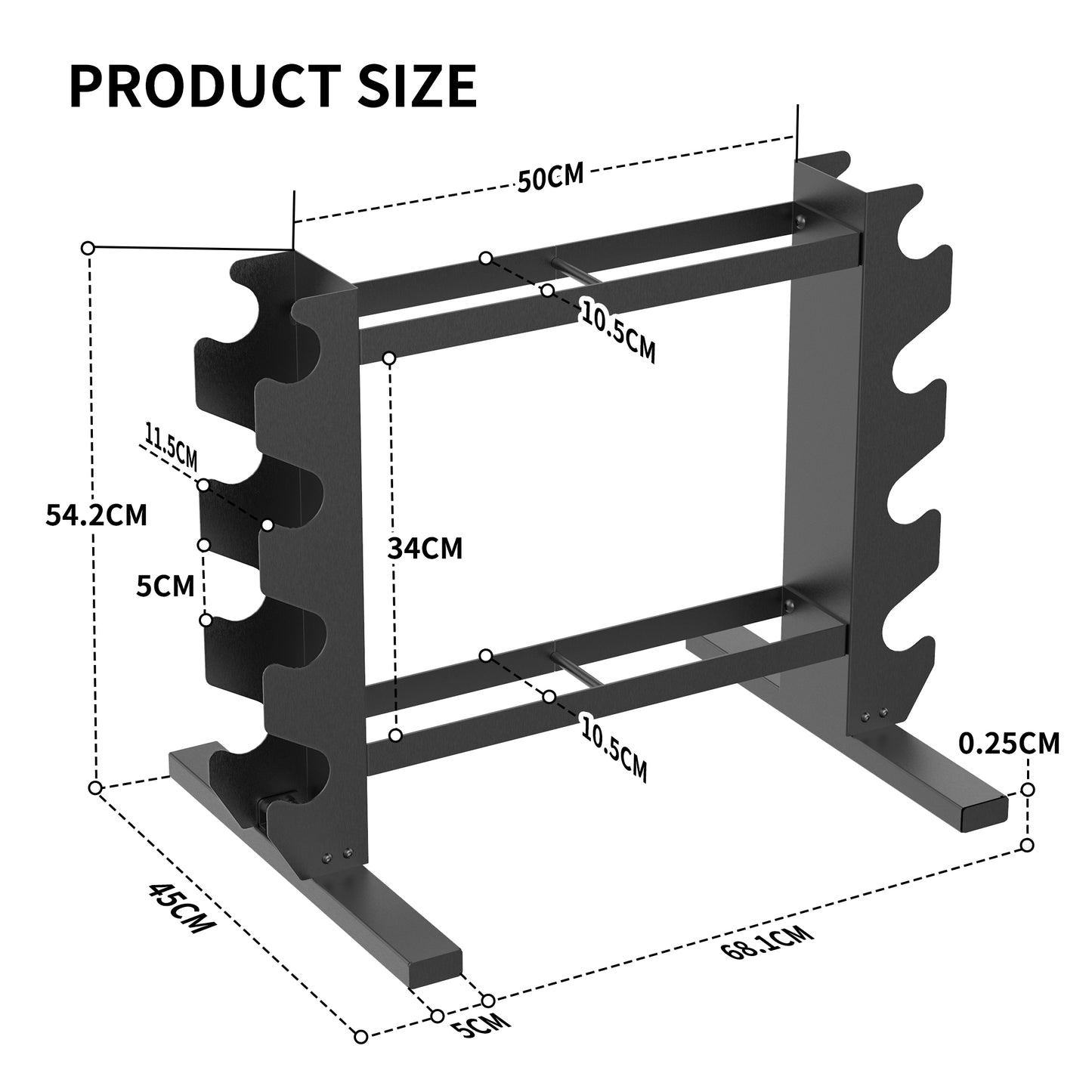 Dumbbell Storage Rack - Steel Rack for Dumbbell and Kettlebell