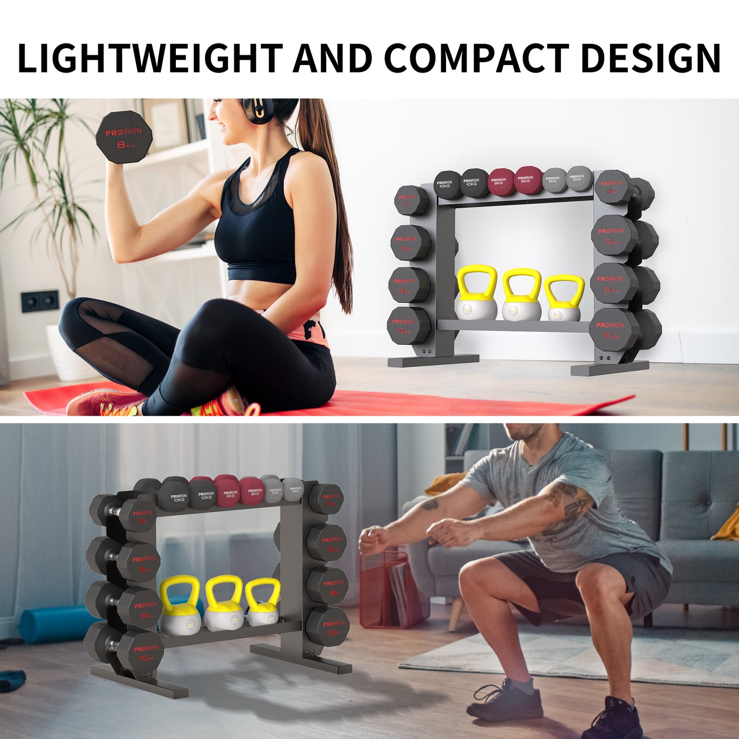 Dumbbell Storage Rack - Steel Rack for Dumbbell and Kettlebell