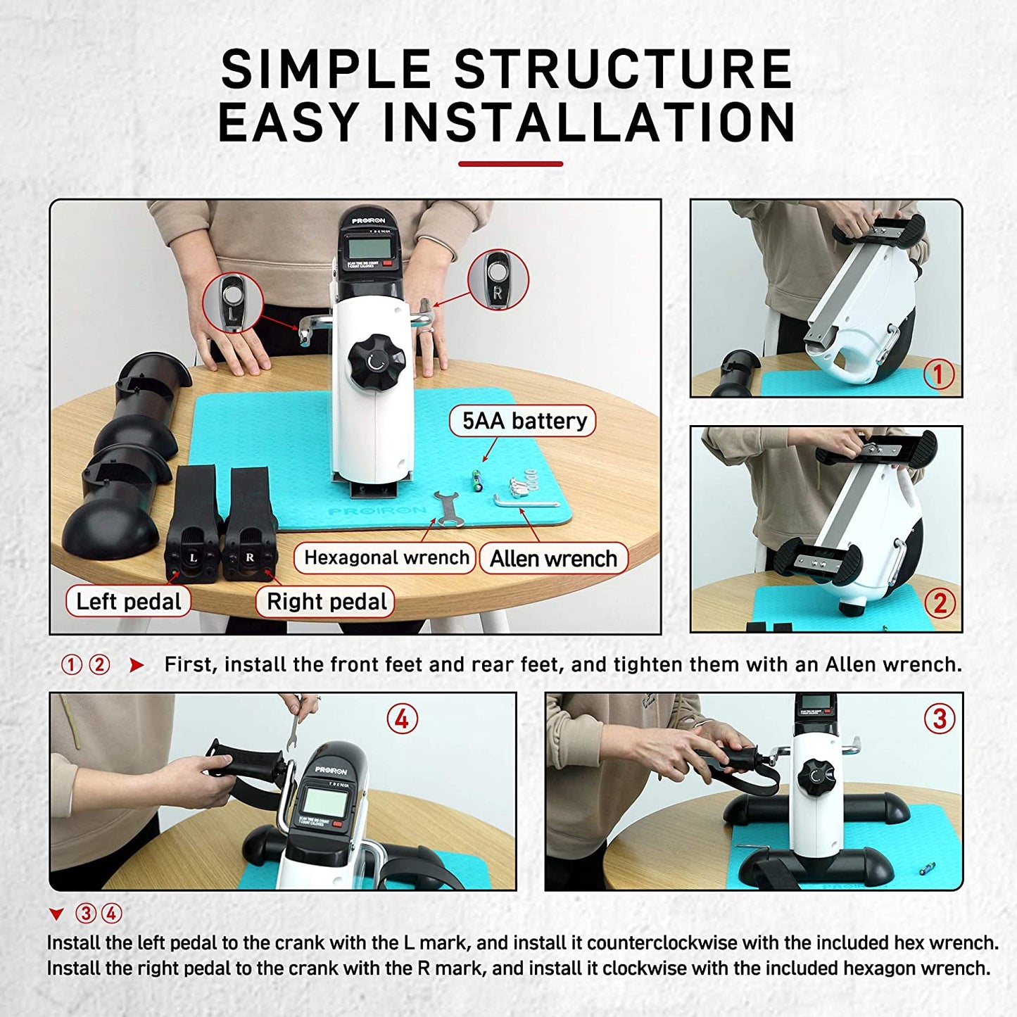Pedal Exerciser, Mini Exercise Bike with Digital Display