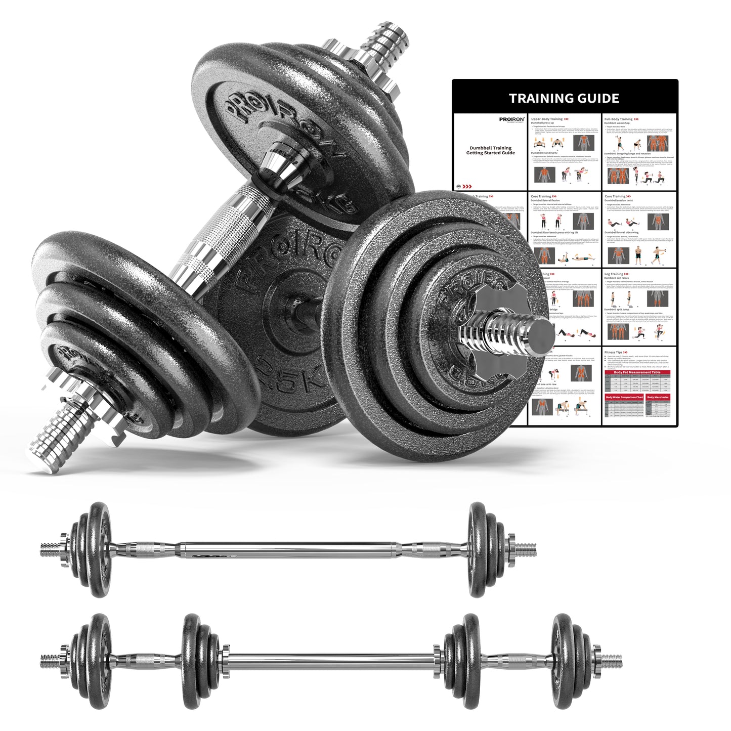 44Lbs Adjustable Dumbbell Set - Cast Iron Dumbbell