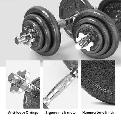 44Lbs Adjustable Dumbbell Set - Cast Iron Dumbbell