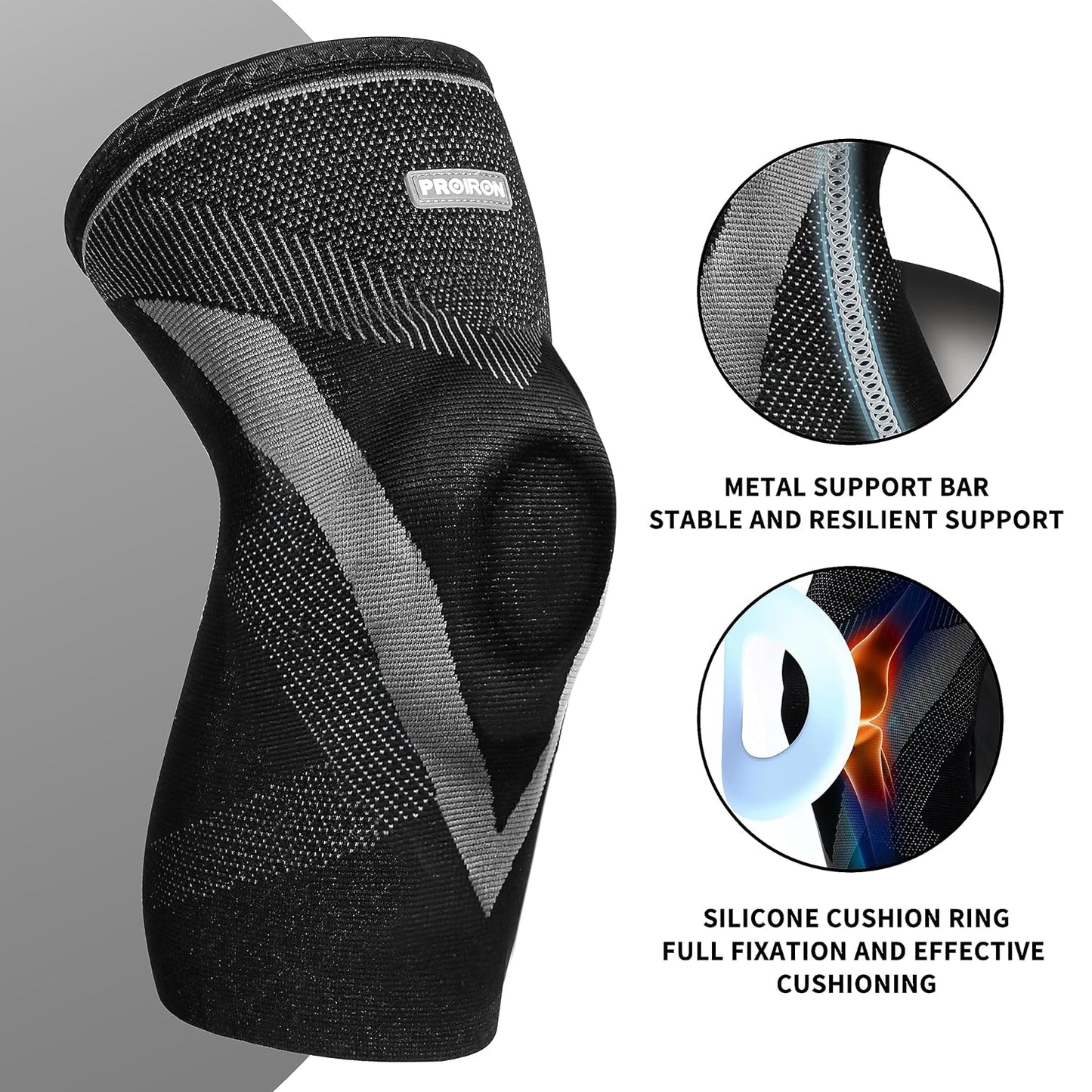 Fitness Knee Sleeve with Patella Gel Pad & Side Stabilizers