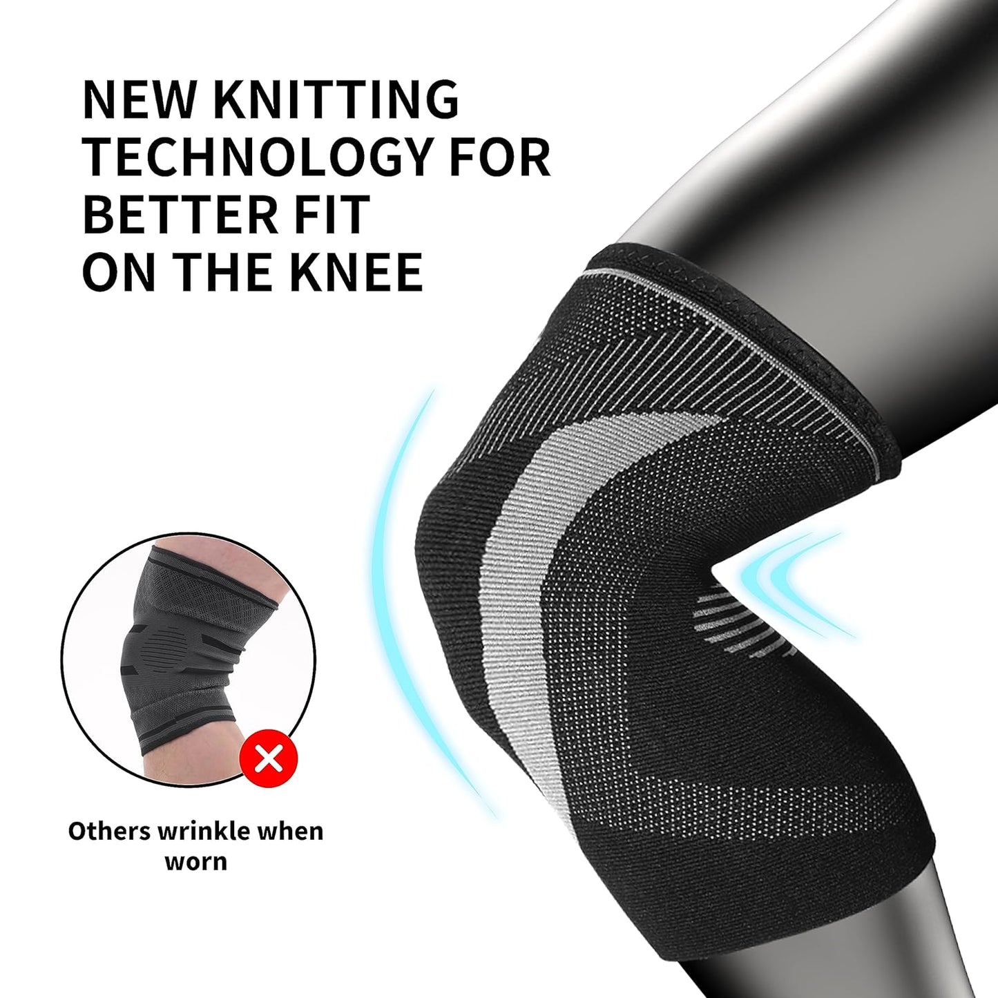 Fitness Knee Sleeve with Patella Gel Pad & Side Stabilizers