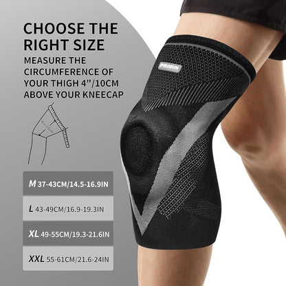 Fitness Knee Sleeve with Patella Gel Pad & Side Stabilizers