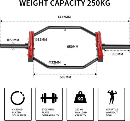 2" Olympic Trap Bar 550lbs for Deadlift, Squat, Farmers Walk